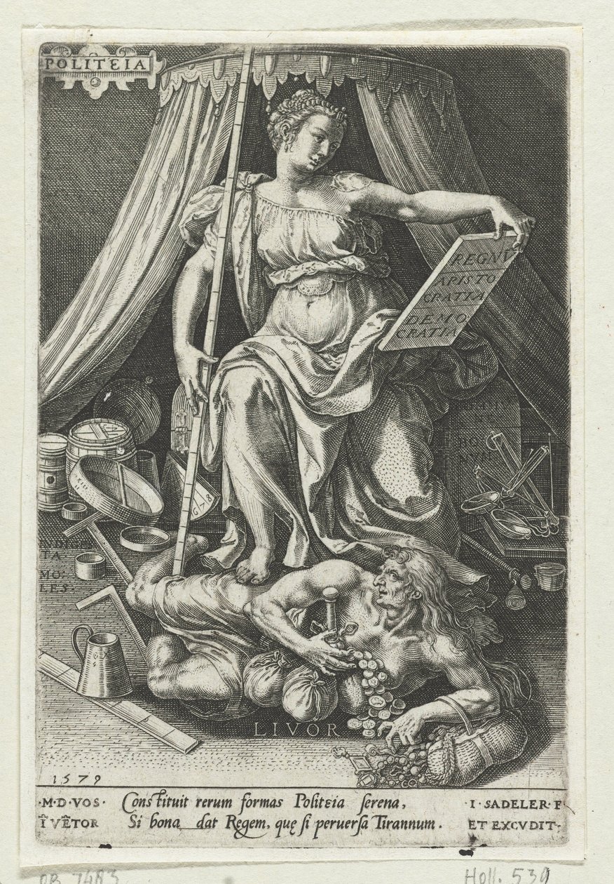 Staatskunst (Politeia) überwindet Neid (Livor) von Johann Sadeler (I)