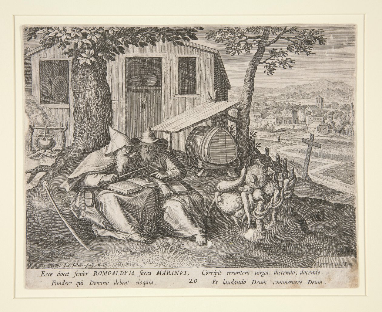 Heilige Romualdus und Marinus (aus Oraculum Anachoreticum, 20) von Johann Sadeler I