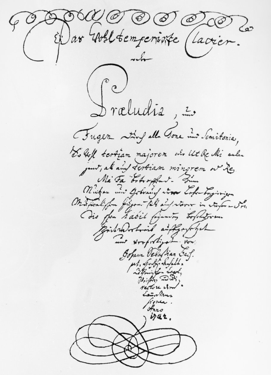 Handgeschriebene Titelseite des Wohltemperierten Klaviers, 1722 von Johann Sebastian Bach