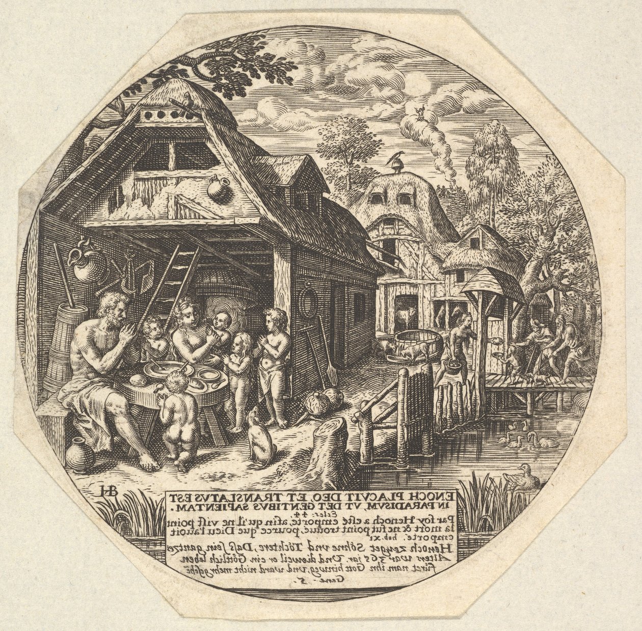 Henoch und seine Familie um einen Esstisch, ca. 1580-1623 von Johann Theodor de Bry