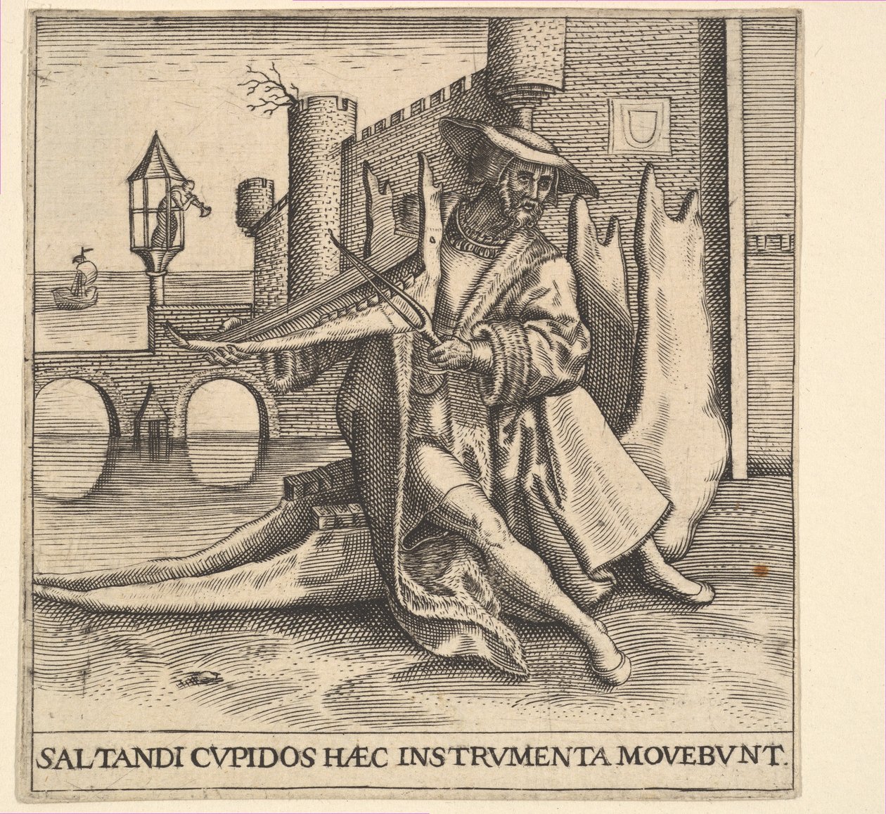 Der reiche Mann spielt Geige auf einem Kieferknochen von Johann Theodor de Bry