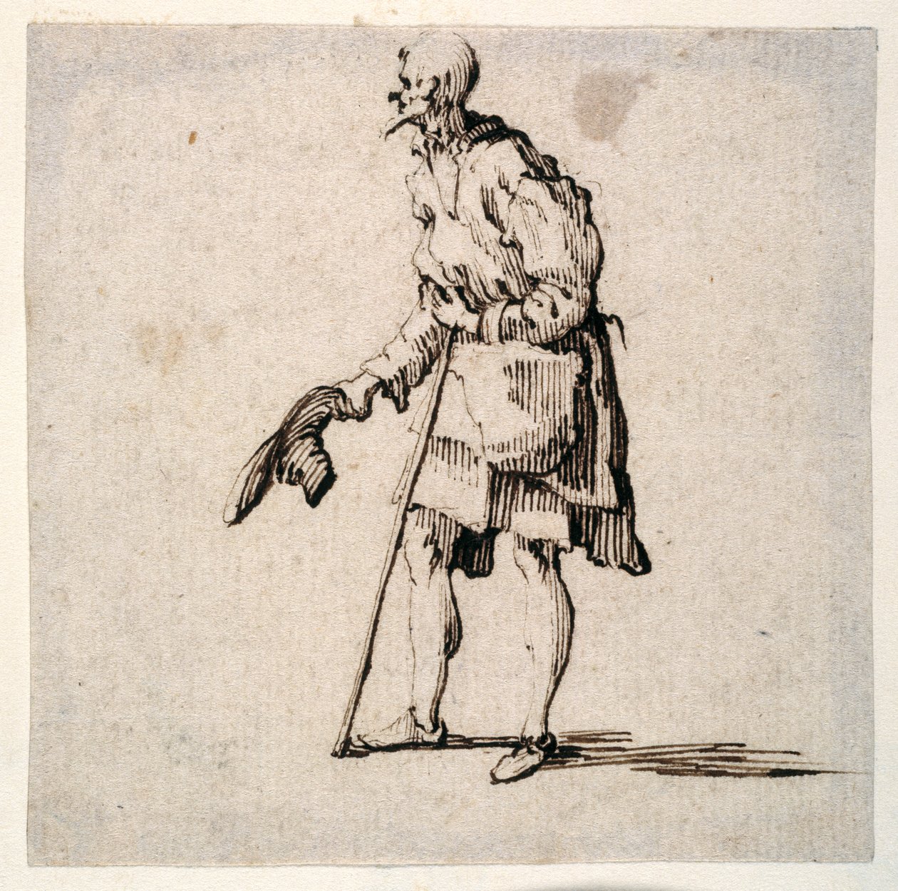 Landmann steht und zieht seinen Hut von Johann Wilhelm Baur