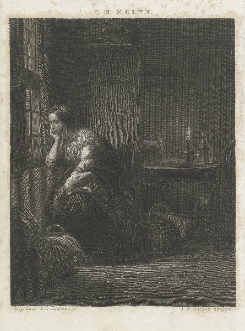 Frau mit Kind am Fenster von Johann Wilhelm Kaiser (I)