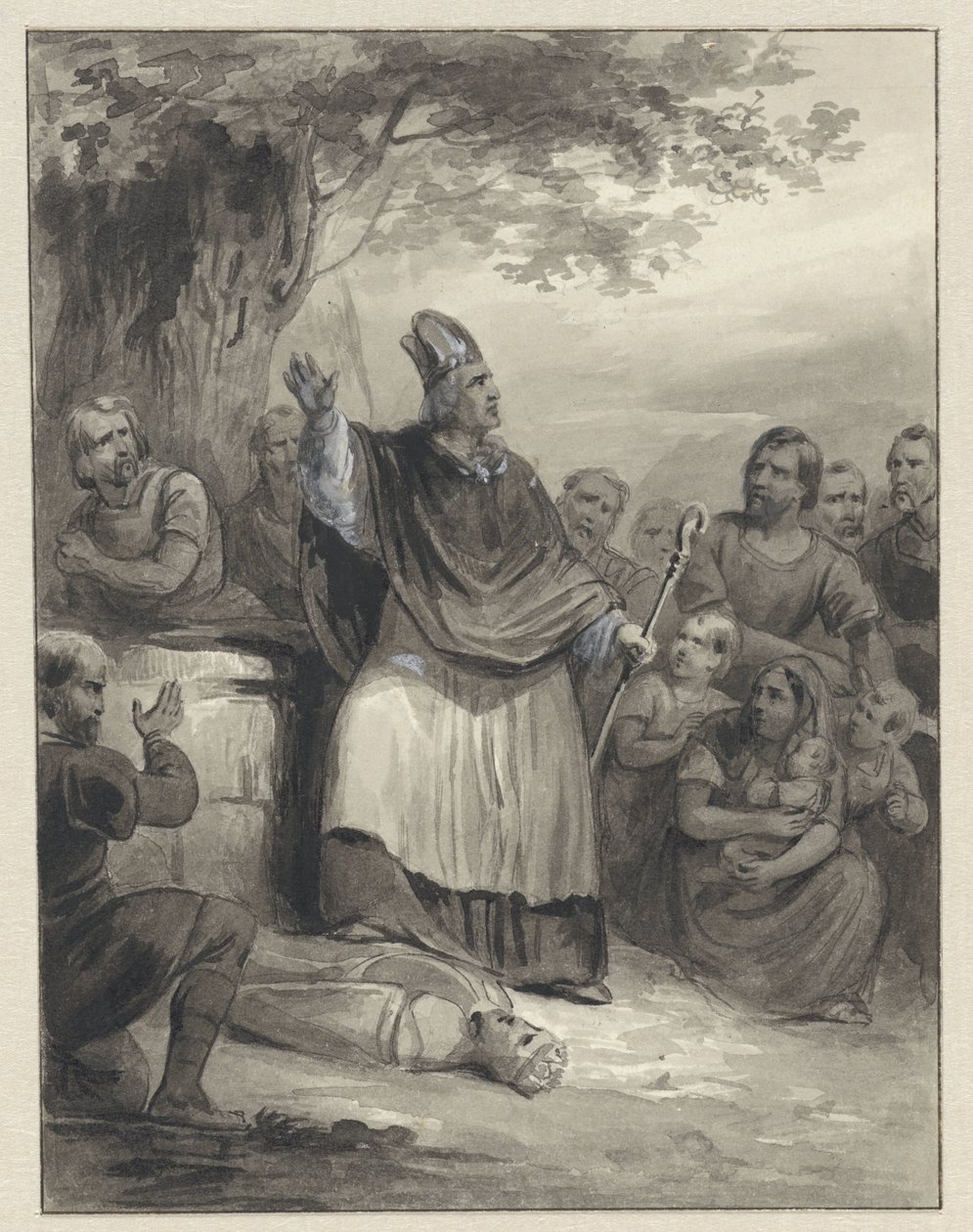 Willibrord verkündet den Glauben auf Walcheren, 695 von Johann Wilhelm Kaiser (I)