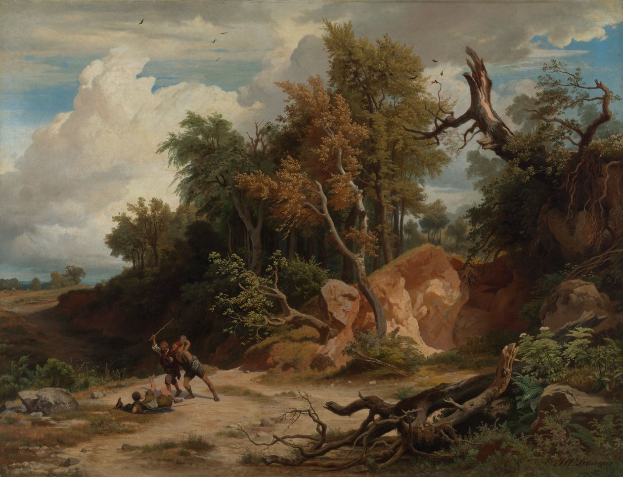 Der Mittag, Der Überfall auf den Wanderer von Johann Wilhelm Schirmer
