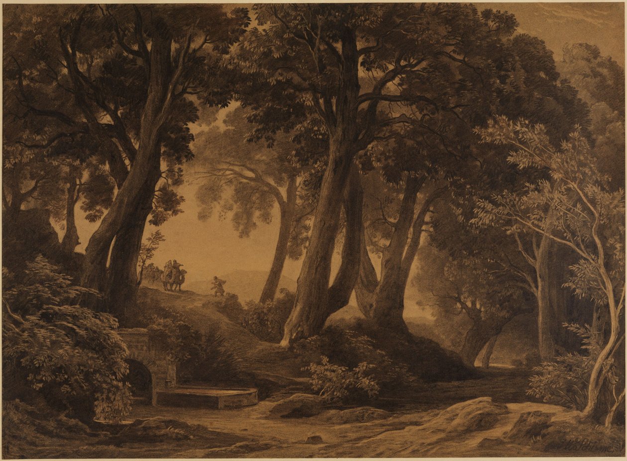 Die Begegnung von Isaak und Rebekka (1. Mose 24, 62-63) von Johann Wilhelm Schirmer