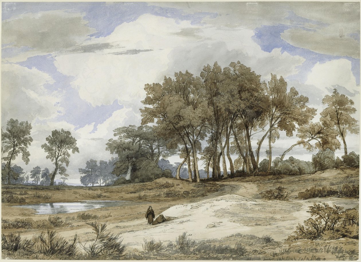 Italienische Landschaft, vorne zwei Mönche von Johann Wilhelm Schirmer