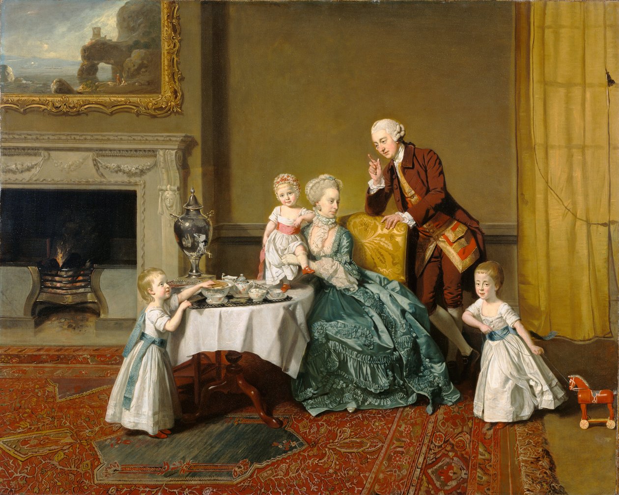 John Peyto-Verney, 14. Baron Willoughby de Broke (1738–1816), und seine Familie im Frühstückszimmer in Compton Verney von Johann Zoffany