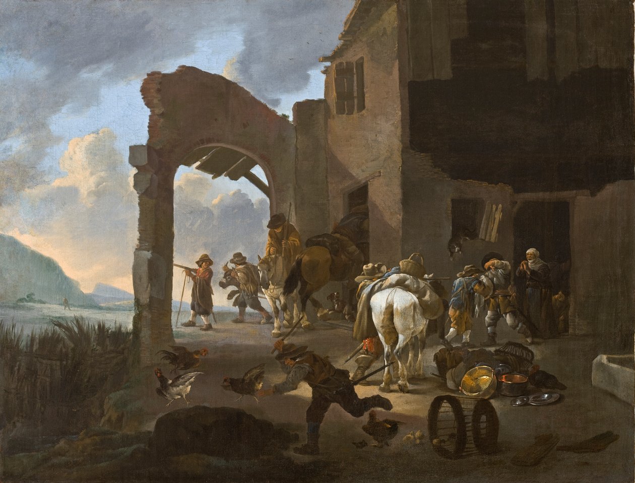Soldaten plündern eine Bauernfamilie, ca. 1650 von Johannes Lingelbach