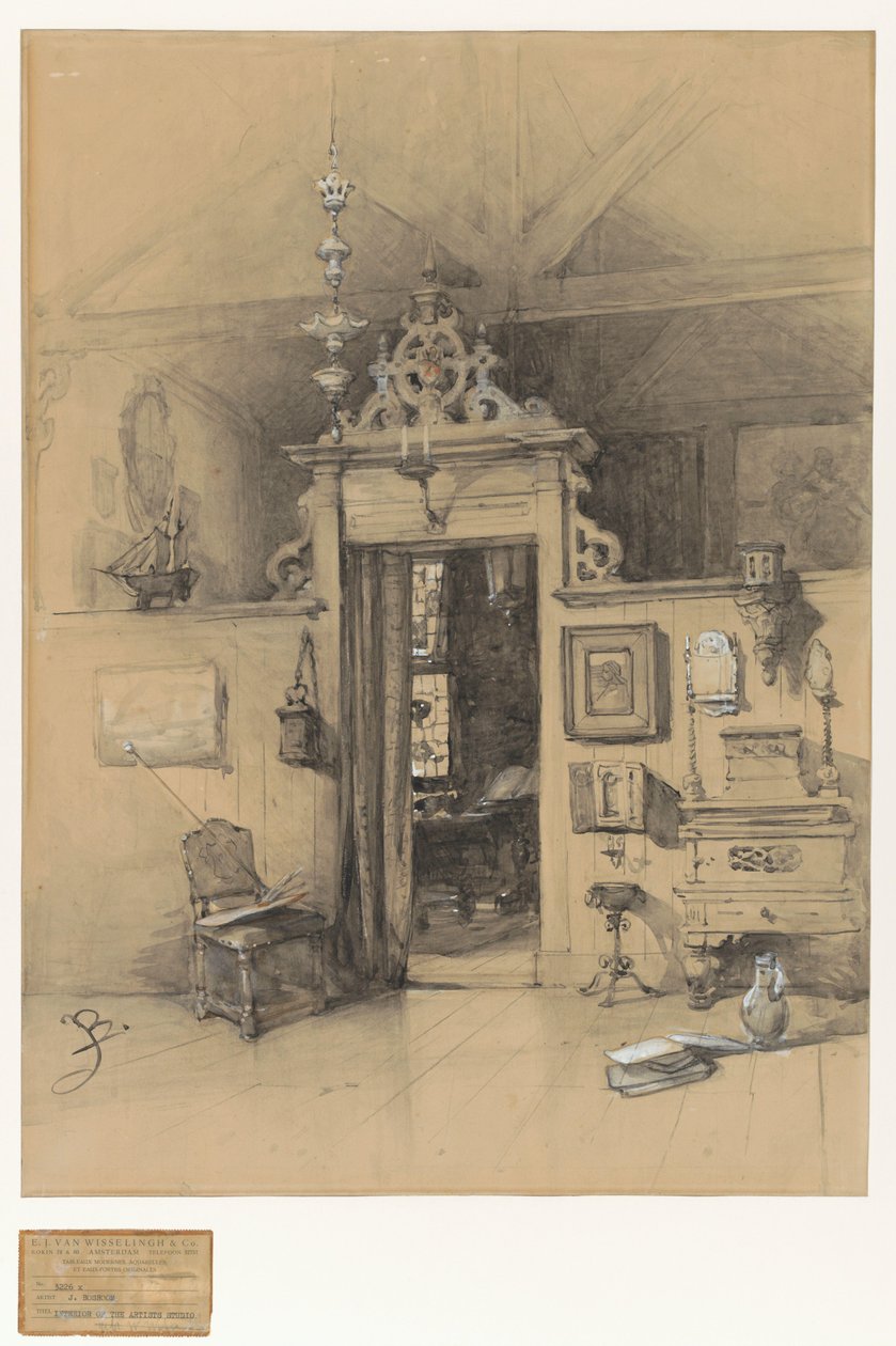 Tor im Atelier von Bosboom von Johannes Bosboom (signed by artist)