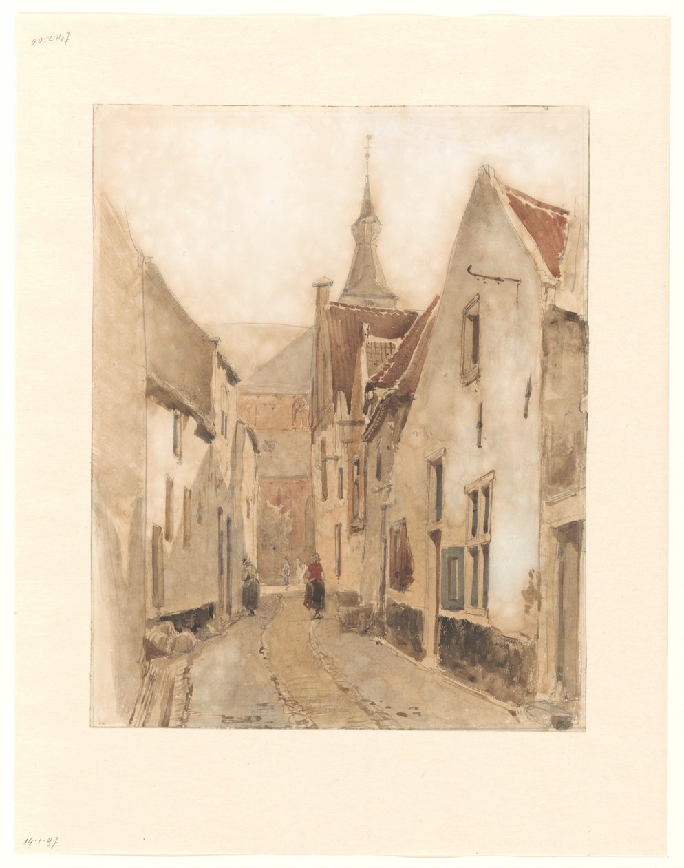 Ansicht von der Ridderstraat in die Kerksteeg, Hattem von Johannes Bosboom