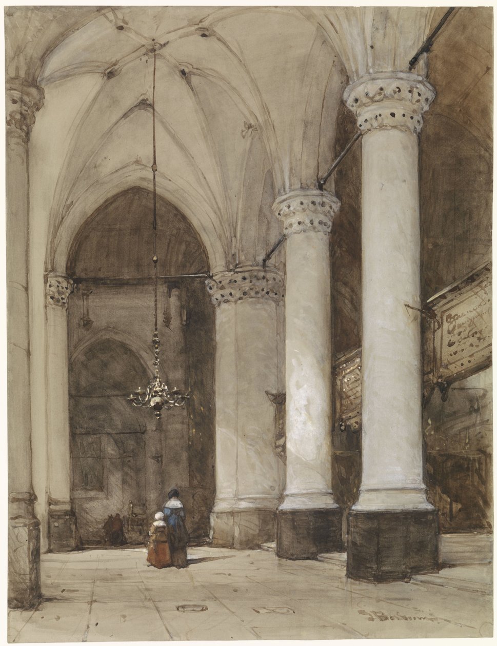 Südliches Seitenschiff der Großen Kirche in Den Haag von Johannes Bosboom