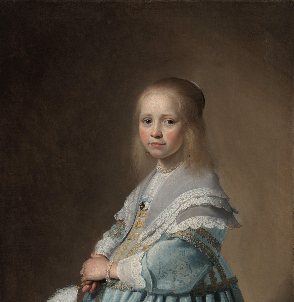 Porträt eines Mädchens in Blau von Johannes Cornelisz. Verspronck