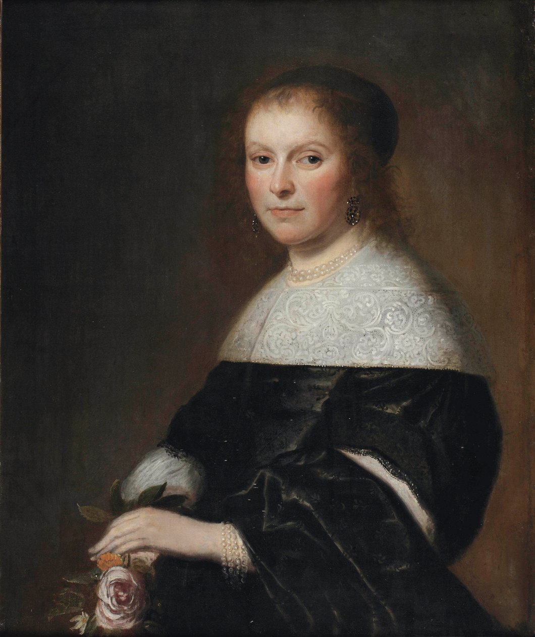 Porträt einer Dame mit einer Rose von Johannes Cornelisz Verspronck