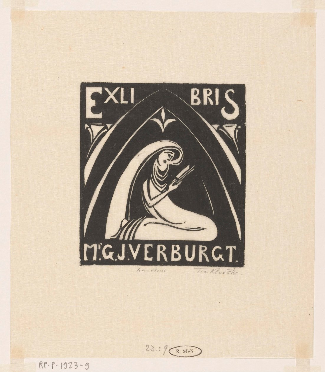 Ex Libris von Gerrit-Jan Verburgt von Johannes Frederik Engelbert ten Klooster (signed by artist)