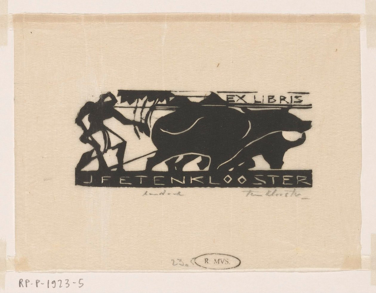 Ex Libris von J.F.E. ten Klooster von Johannes Frederik Engelbert ten Klooster (signed by artist)