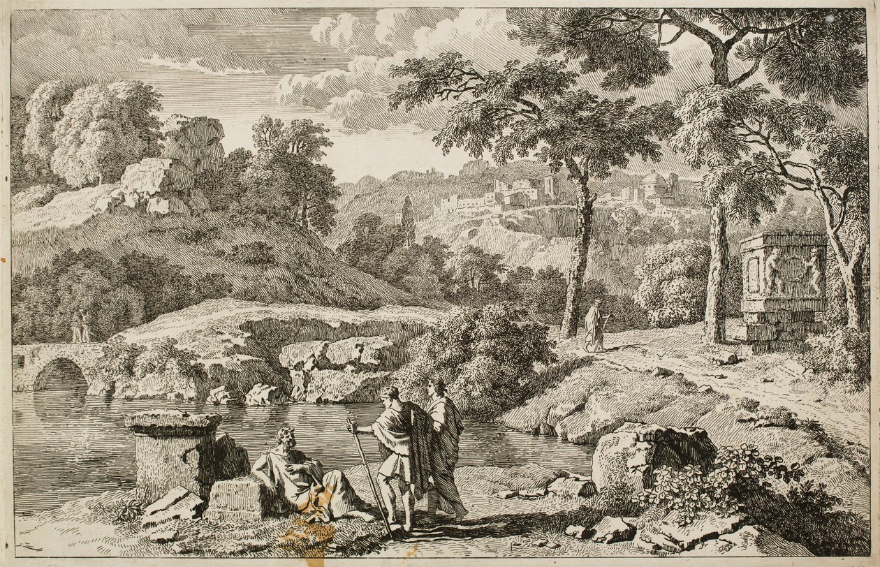Arkadische Landschaft mit Ruinen von Johannes Glauber