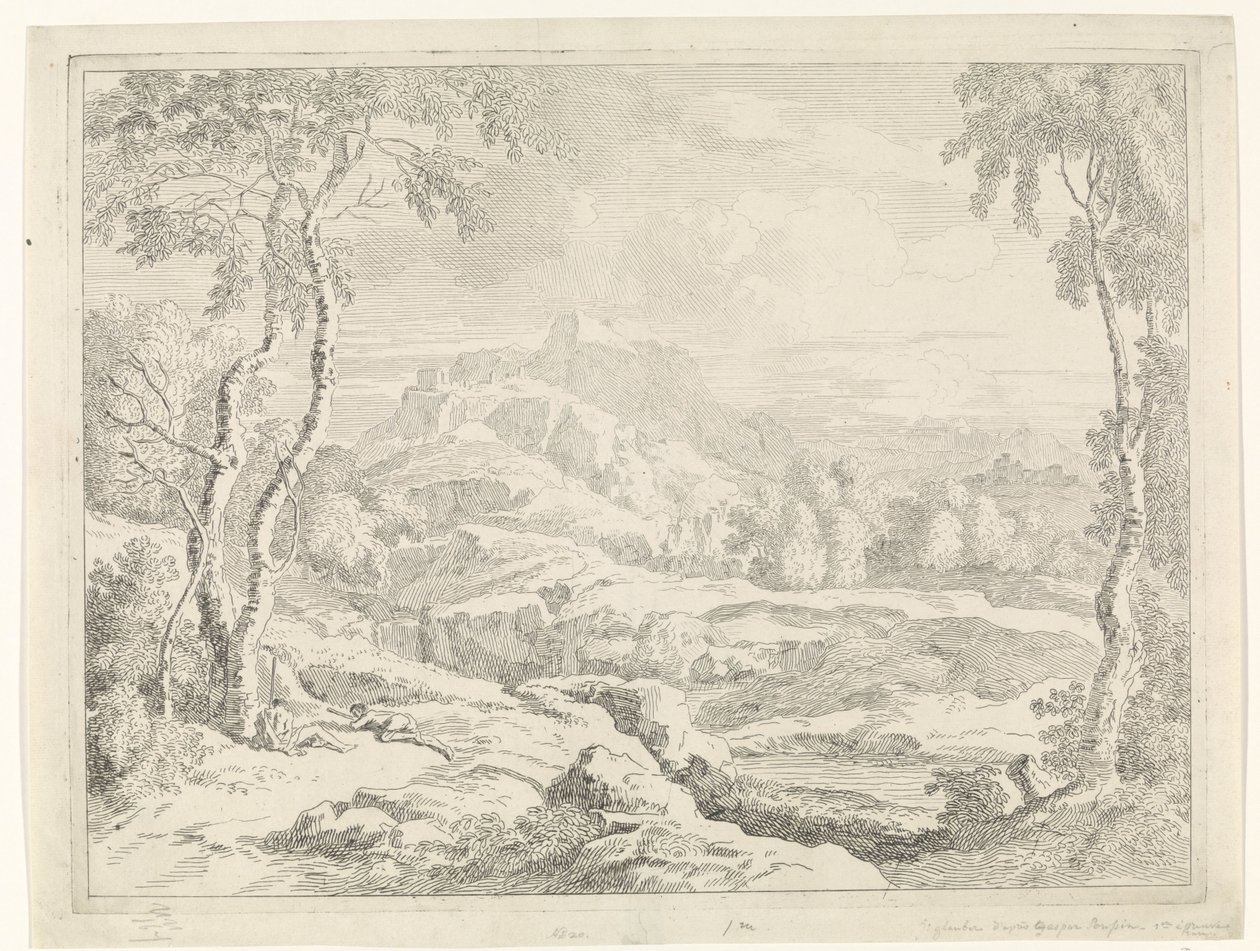 Landschaft mit Hirten von Johannes Glauber