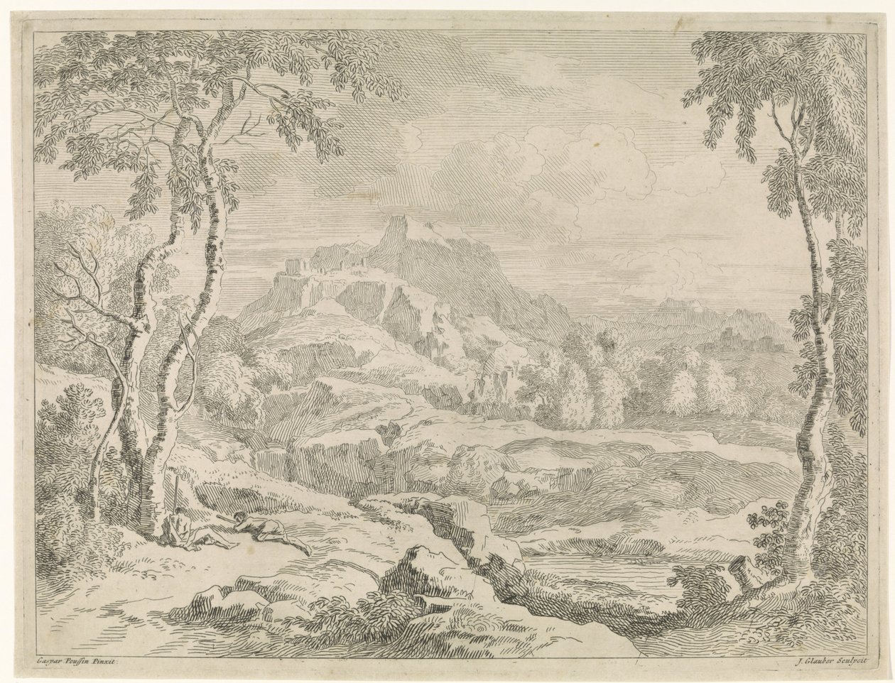 Landschaft mit Hirten von Johannes Glauber