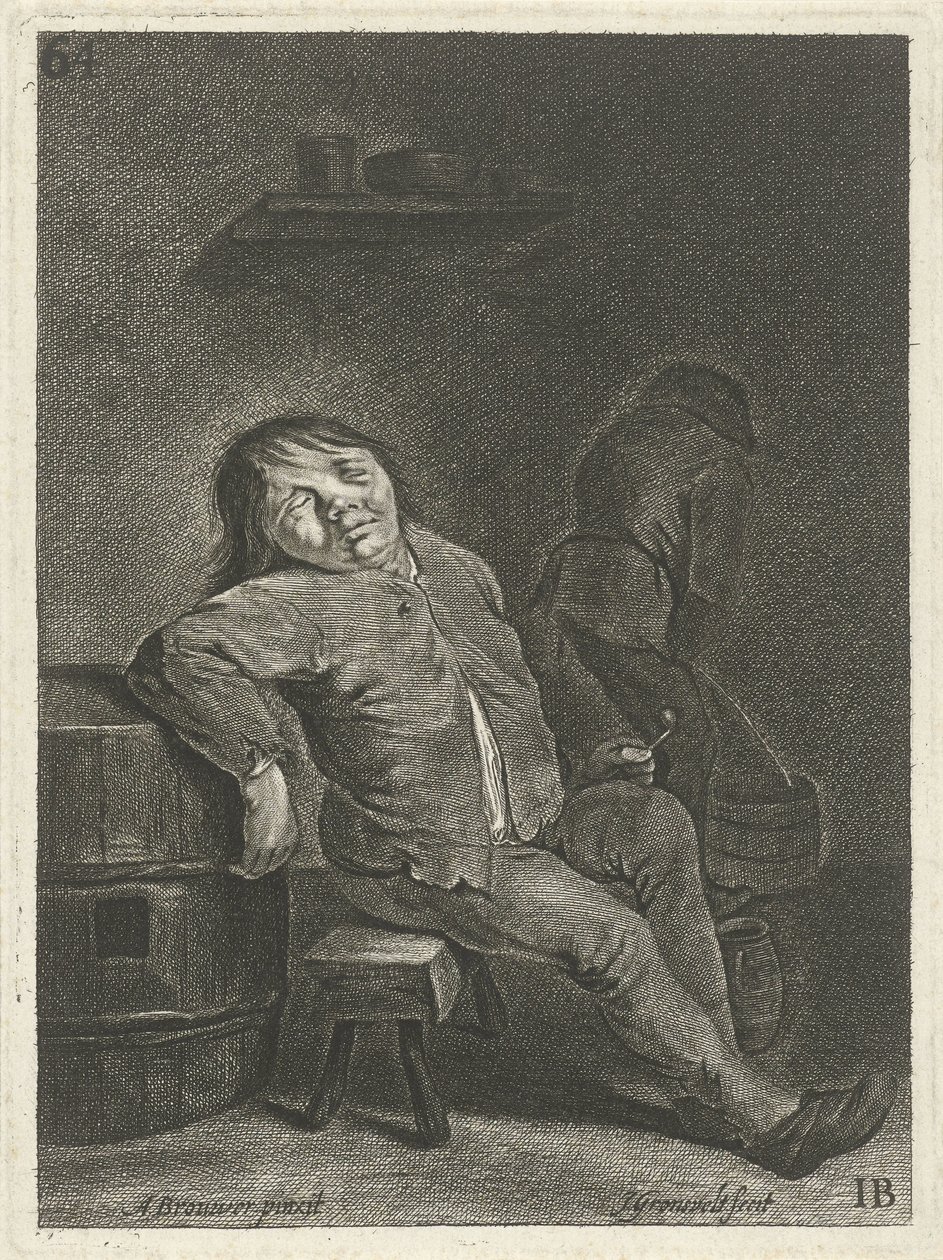 Gasthausinterieur mit zwei Bauern von Johannes Gronsveld