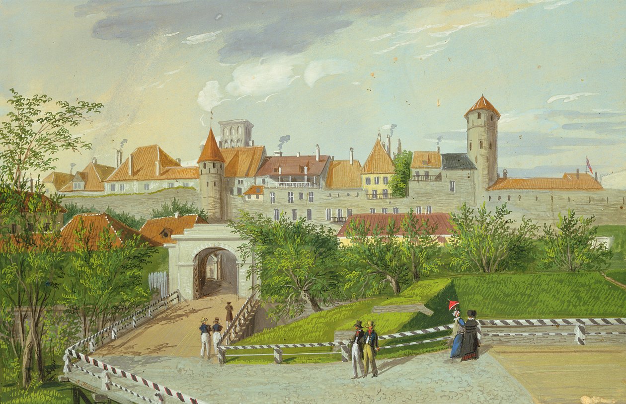 Ansicht des kleinen Küstentors mit Hattorpe- und Stolting-Türmen, Tallinn von Johannes Hau