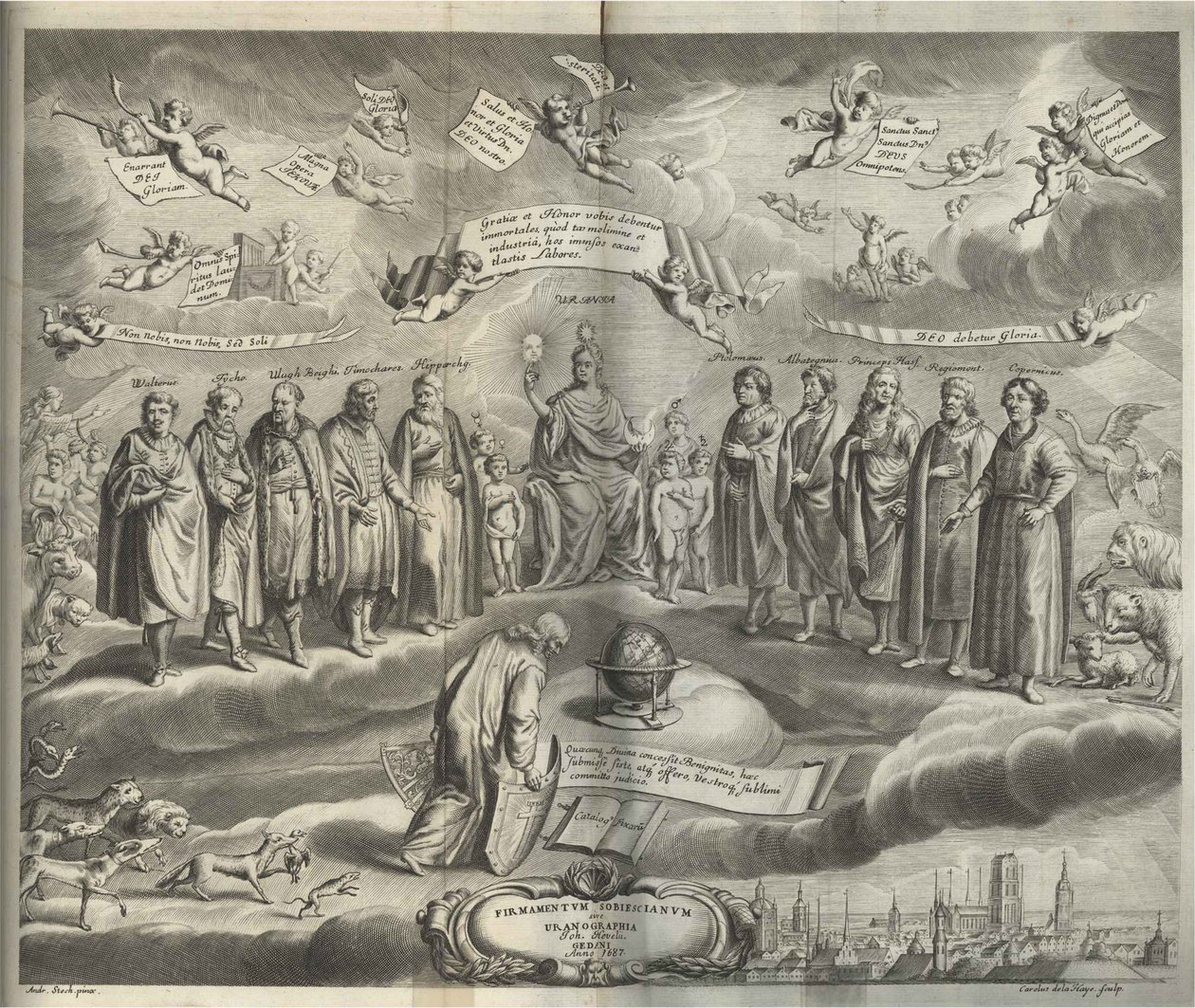 Firmamentum Sobiescianum sive Uranographia Frontispiz von Johannes Hevelius