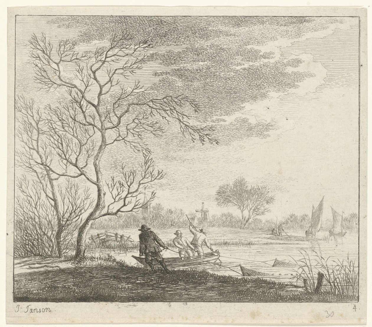 Landschaft mit Fischern von Johannes Janson