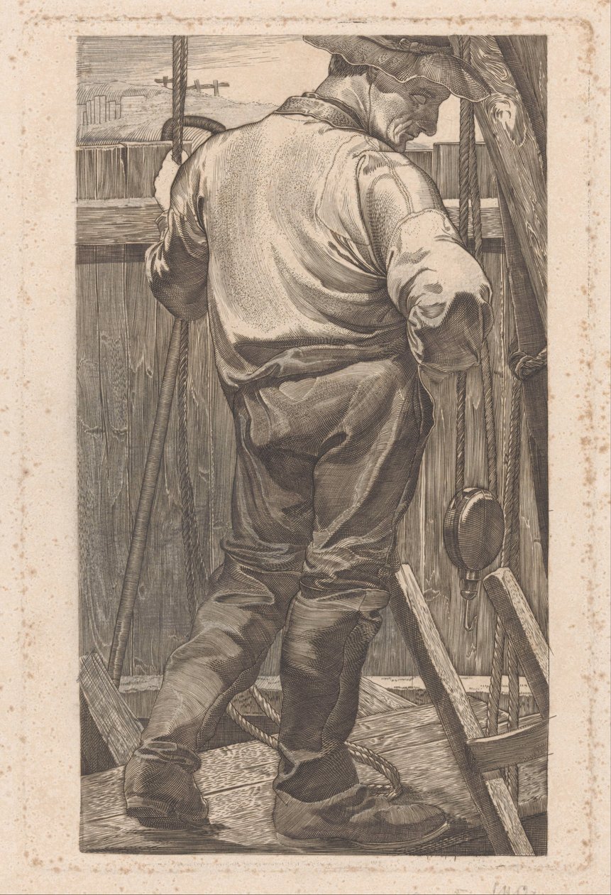 Arbeiter an einem Holzzaun von Johannes Josephus Aarts (signed by artist)