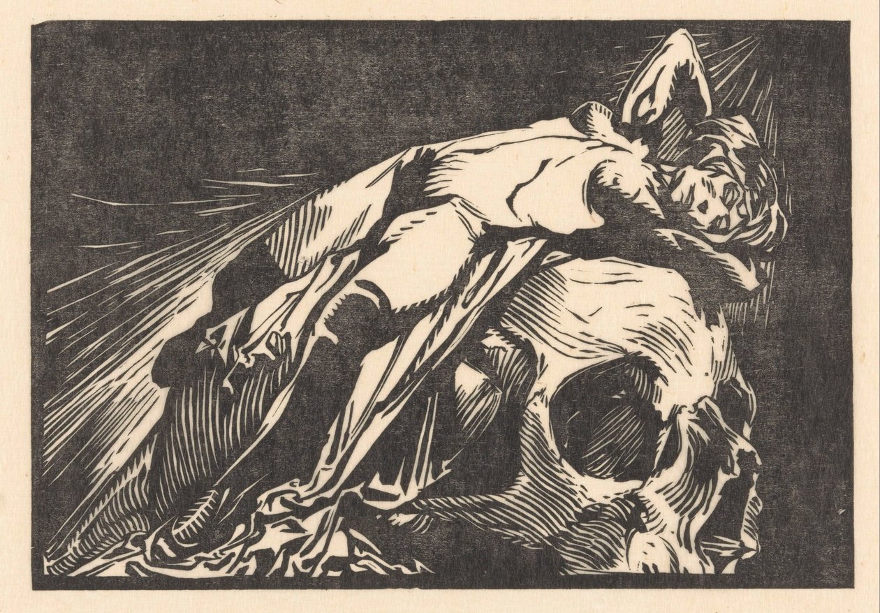 Liegende Frau auf Totenkopf von Johannes Josephus Aarts