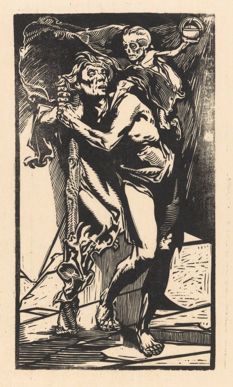 Mann mit dem Tod auf seinem Rücken von Johannes Josephus Aarts