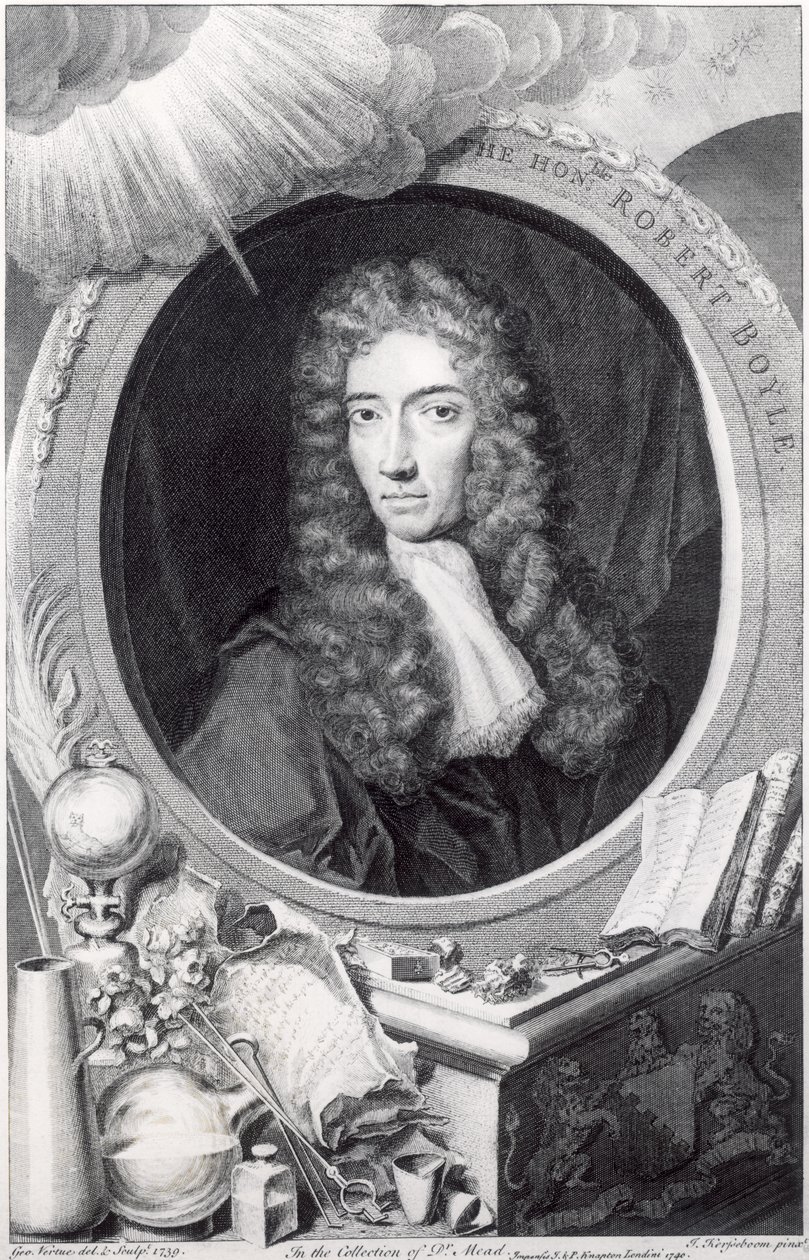 Porträt des ehrenwerten Robert Boyle (1627-91) graviert von George Vertue (1684-1756) 1749 von Johannes Kerseboom