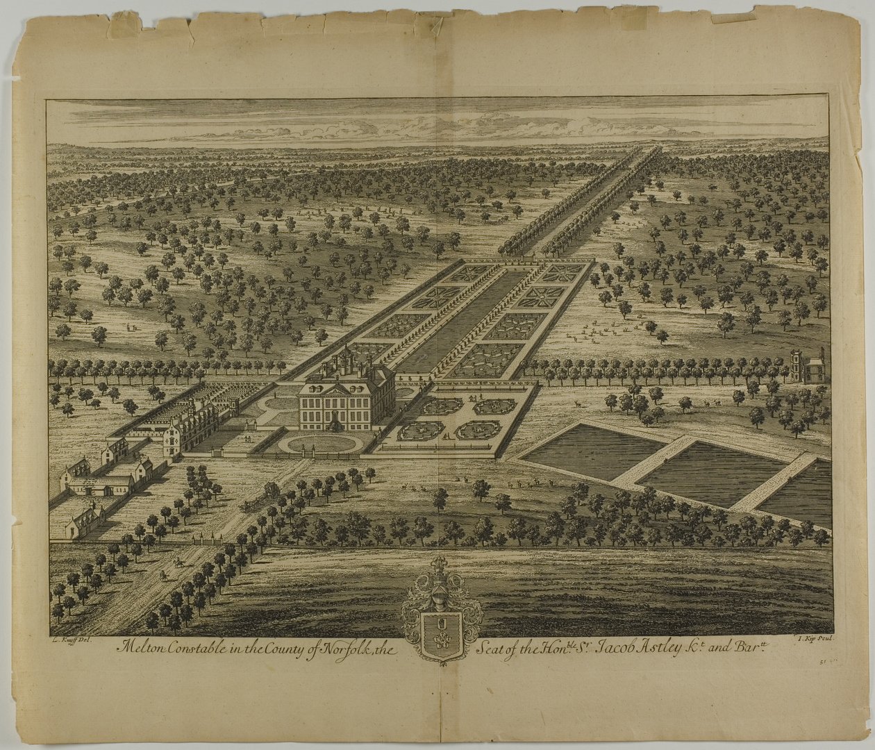 Melton Constable in der Grafschaft Norfolk, Tafel 51 aus Britannia Illustrata von Johannes Kip