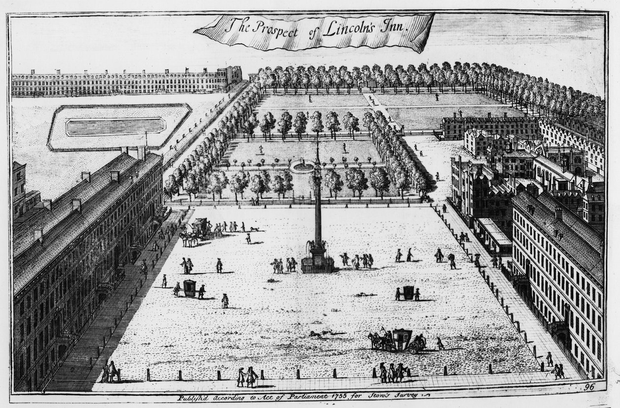 Die Aussicht auf Lincolns Inn, 1720 von Johannes Kip