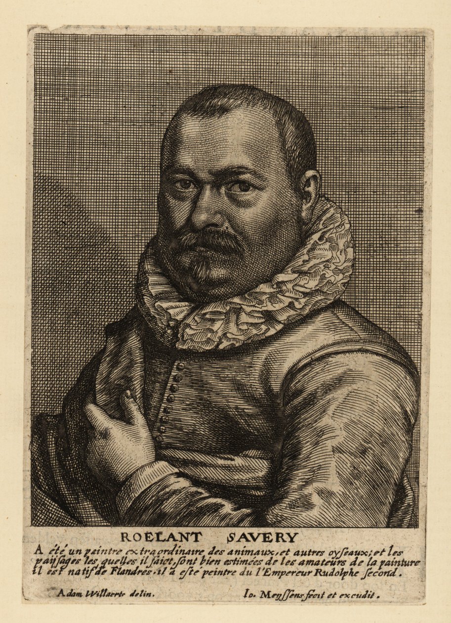 Porträt von Roelant Savery, in Flandern geborener niederländischer Maler des Goldenen Zeitalters von Johannes Meyssens