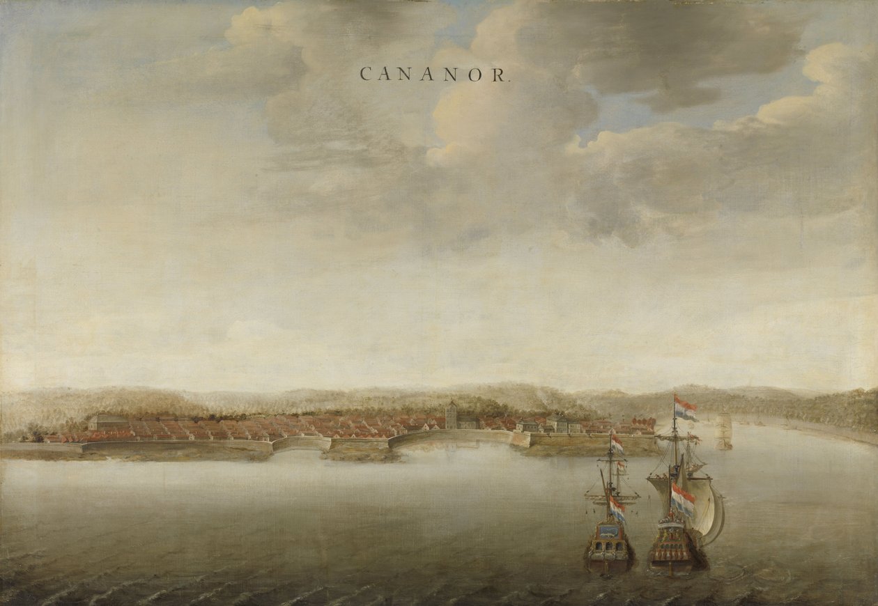 Ansicht von Cannanore an der Malabarküste in Indien, ca. 1662-3 von Johannes Vinckeboons