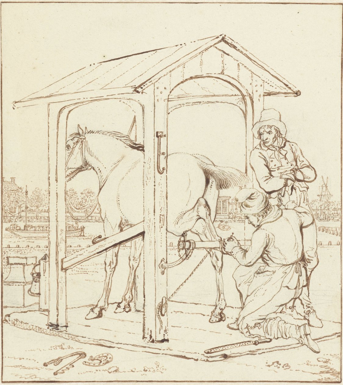Das Beschlagen eines Pferdes von Johannes Vinkeles