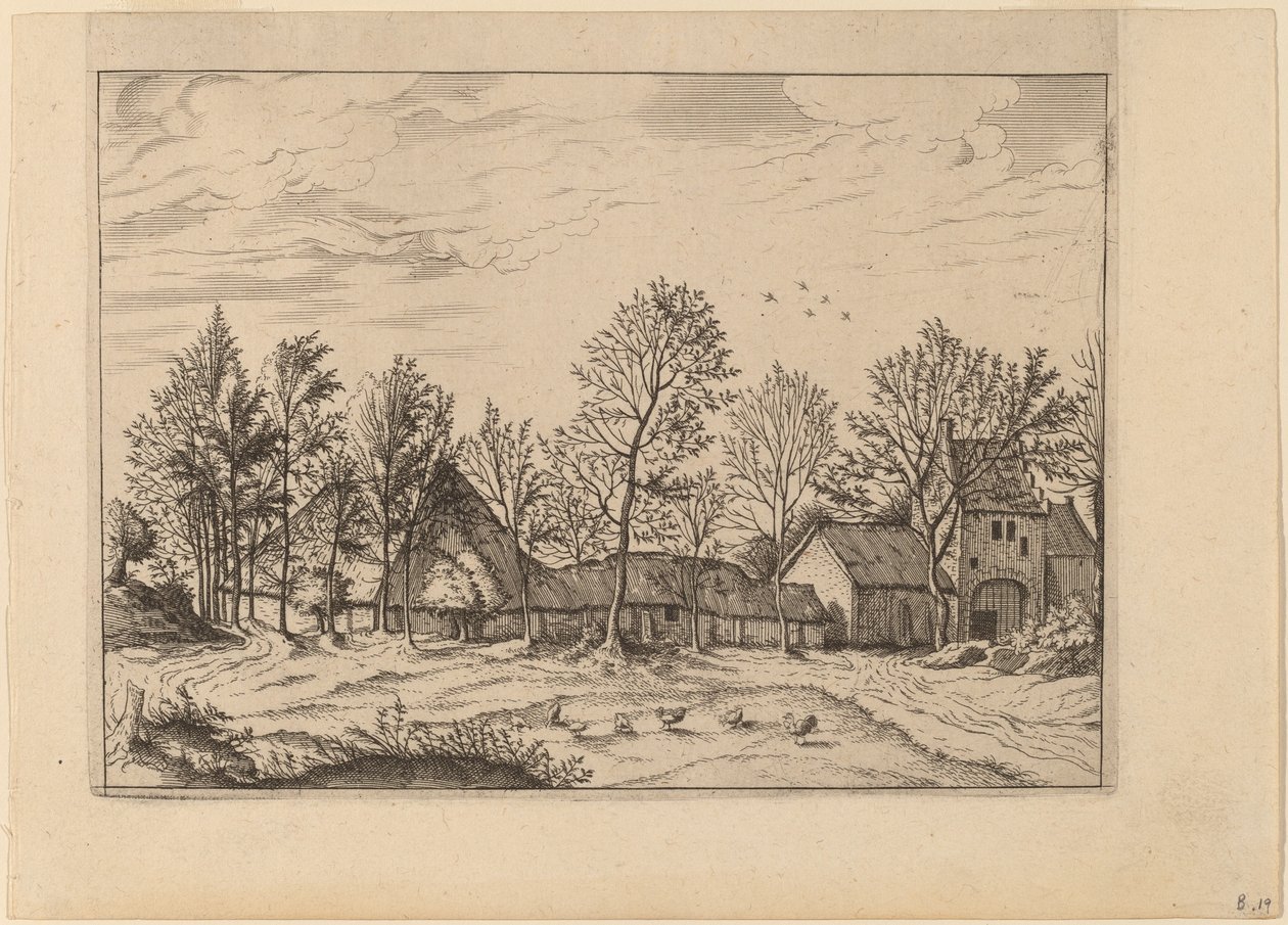Bauernhof mit Tor von Johannes and Lucas van Doetechum after Master of the Small Landscapes