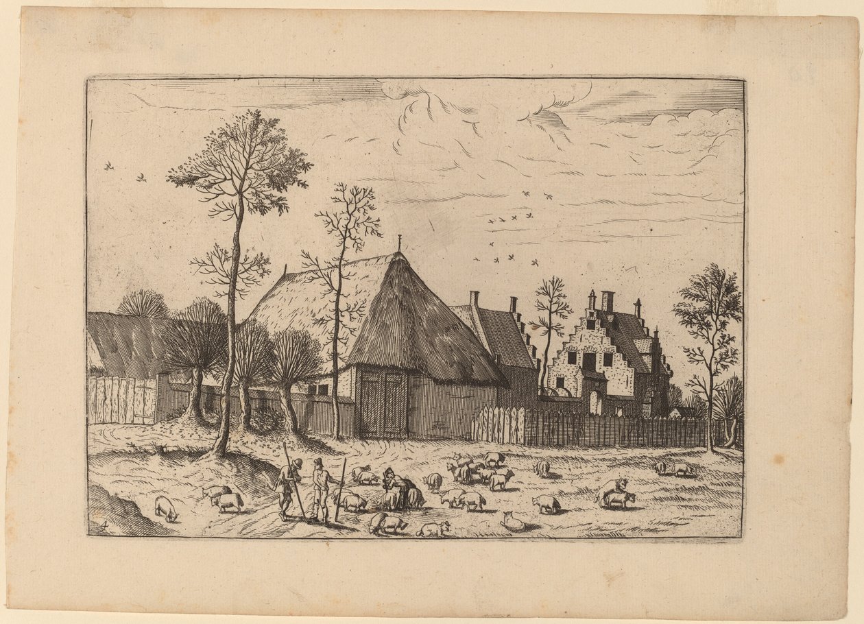 Schuppen mit Hütte von Johannes and Lucas van Doetechum after Master of the Small Landscapes