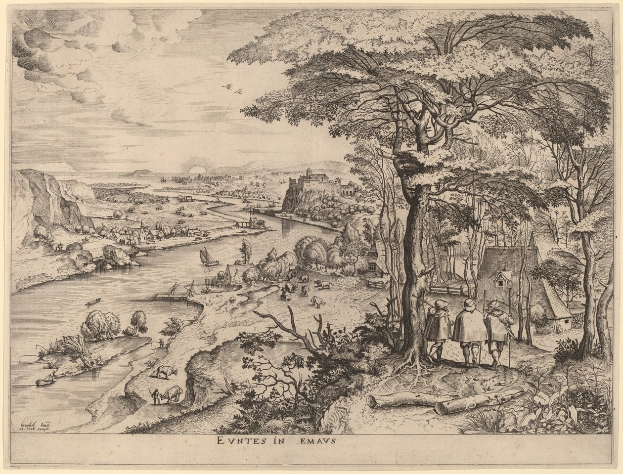 Euntes in Emaus (Die Pilger nach Emmaus) von Johannes and Lucas van Doetechum after Pieter Bruegel the Elder