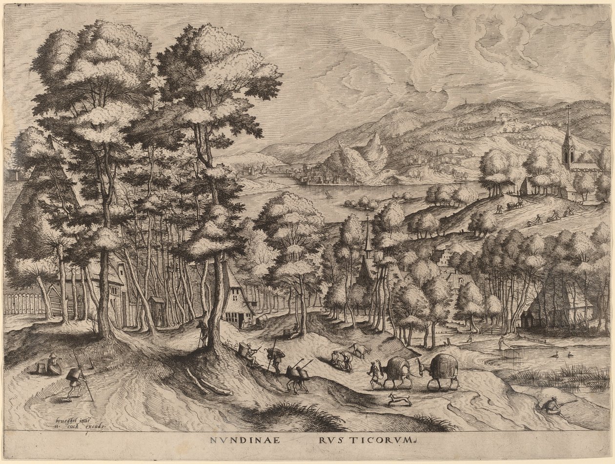 Nundinae Rusticorum (Bauernmarkt) von Johannes and Lucas van Doetechum after Pieter Bruegel the Elder