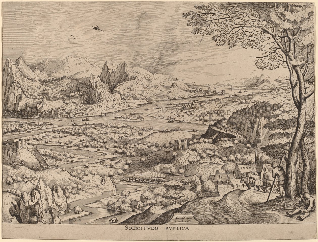Solicitudo Rustica (Ländliche Sorgen) von Johannes and Lucas van Doetechum after Pieter Bruegel the Elder