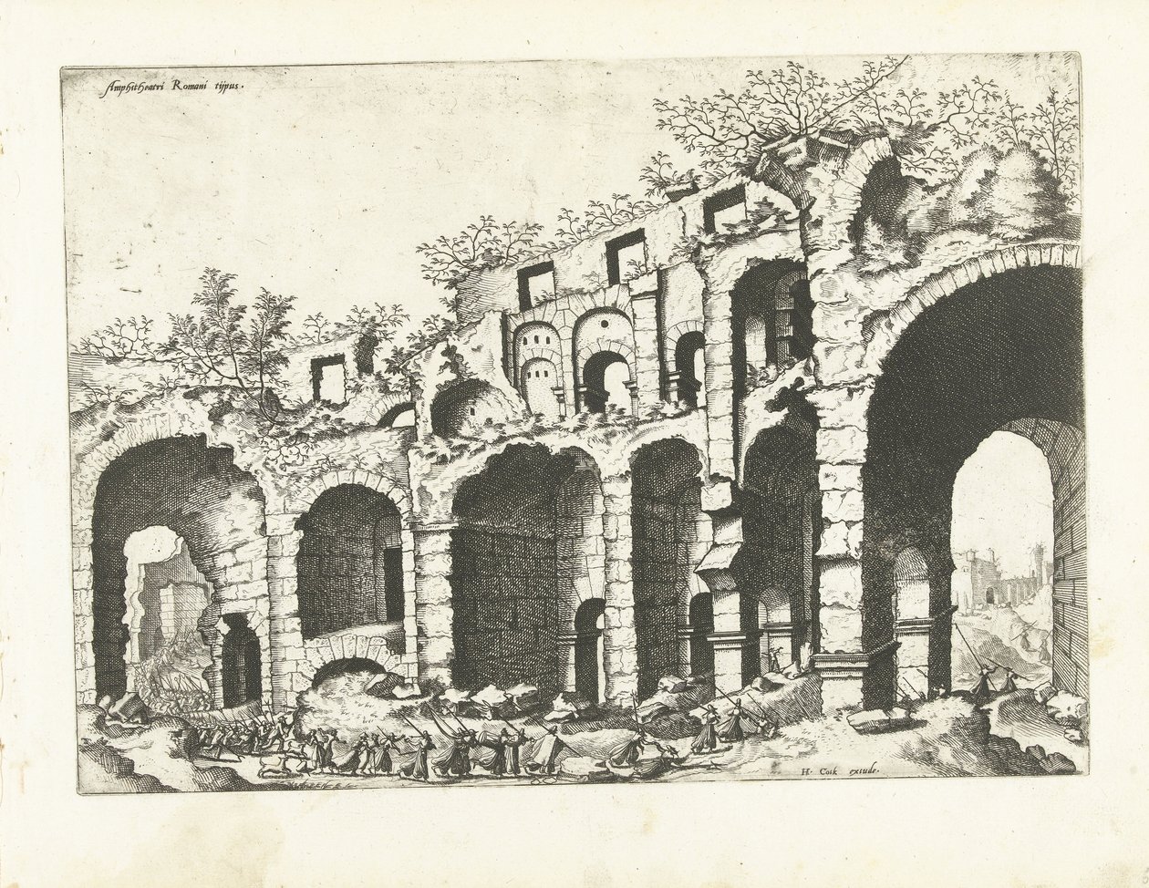Ansicht eines Amphitheaters wahrscheinlich das Kolosseum von Johannes of Lucas van Doetechum (attributed to)