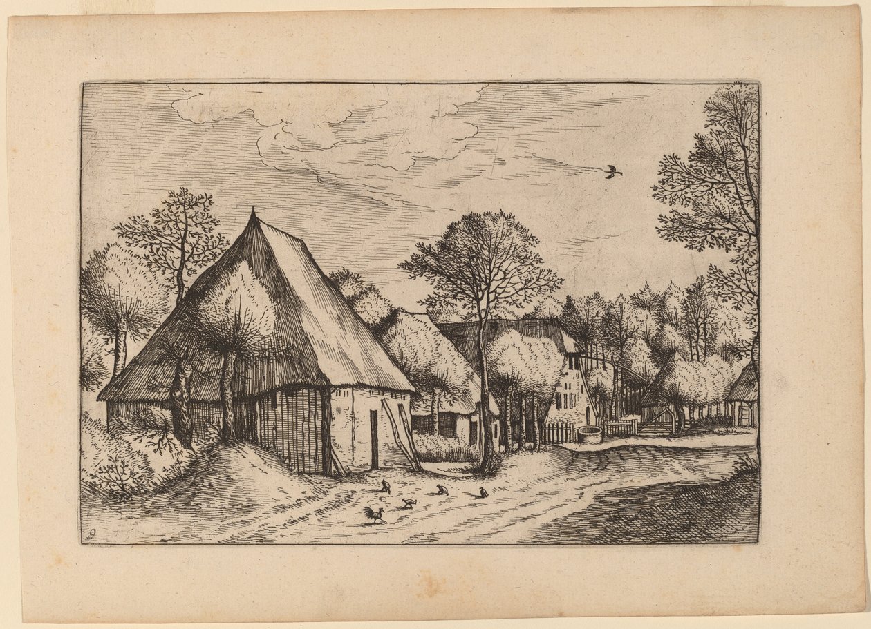 Bauernhof mit Ziehbrunnen von Johannes van Doetechum, the Elder and Lucas