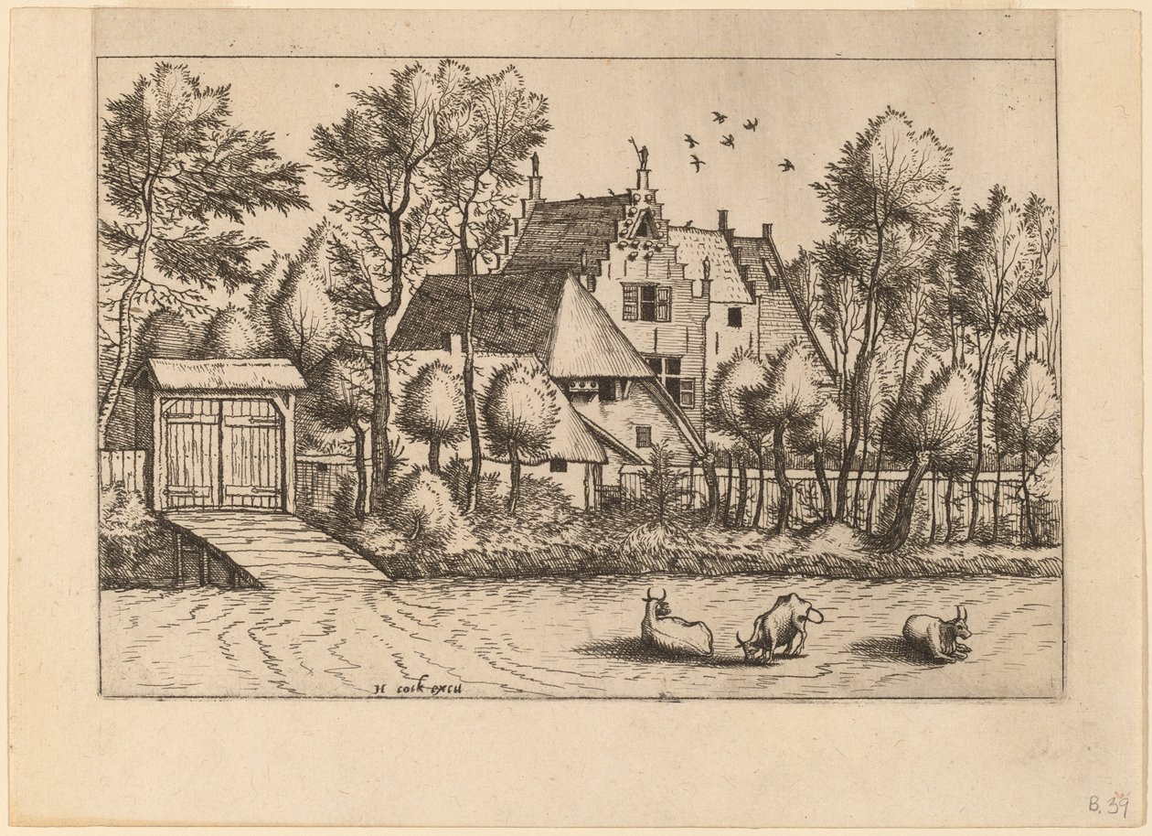 Landhaus mit Graben von Johannes van Doetechum, the Elder and Lucas