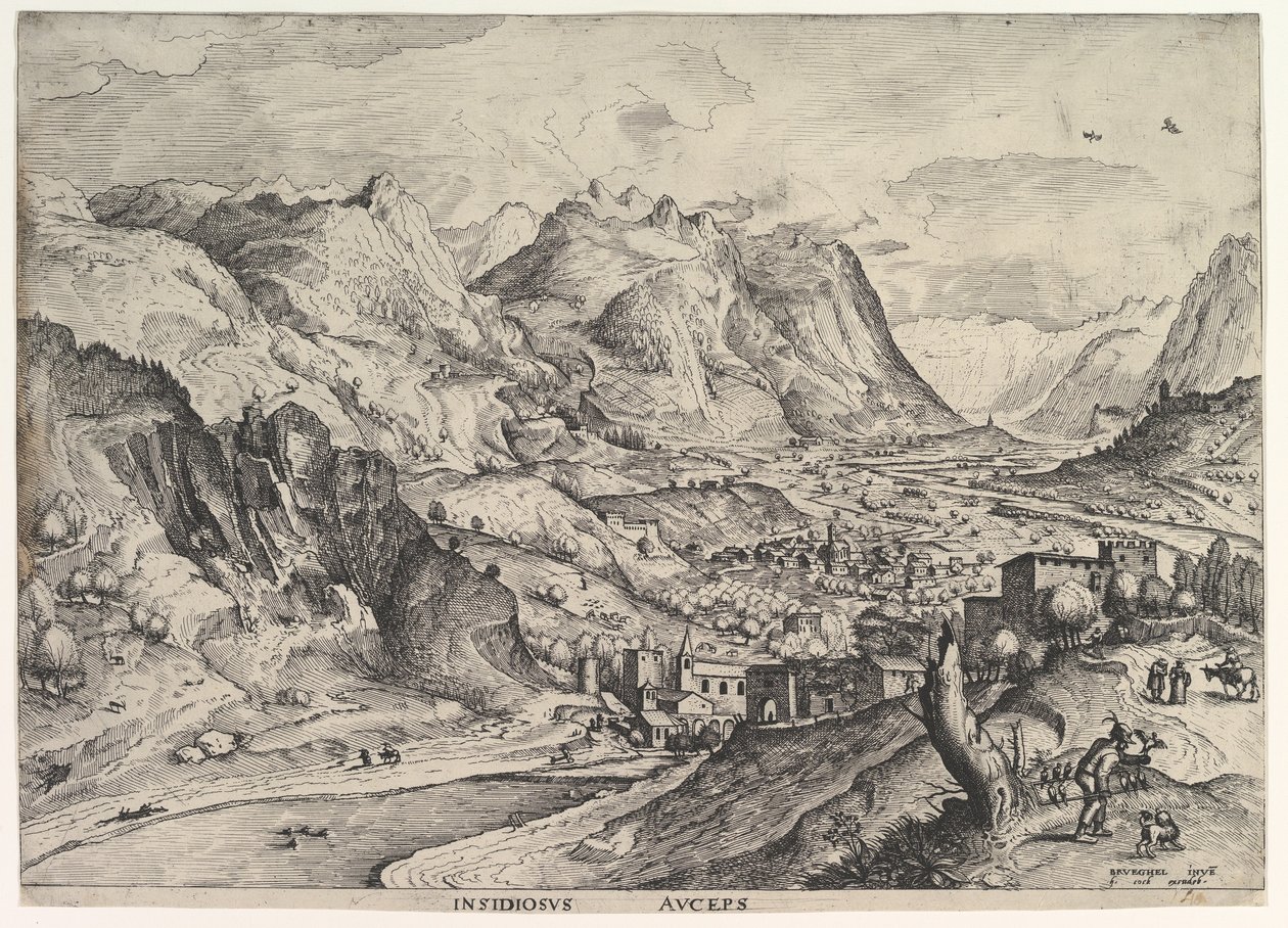 Der listige Vogelfänger Insidiosus auceps aus Die großen Landschaften, ca. 1555-56 von Johannes van Doetecum I