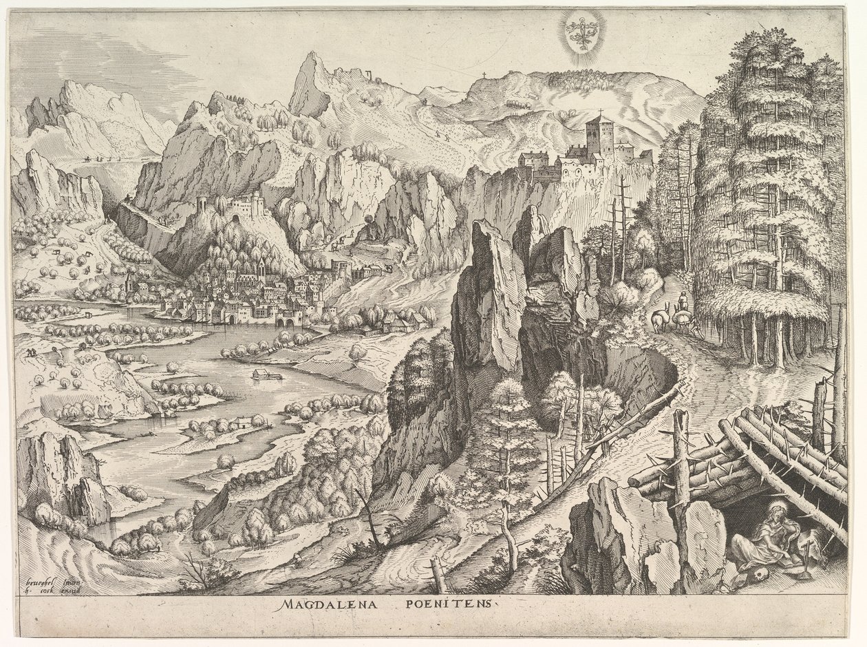 Die reuige Magdalena Magdalena Poenitens aus Die großen Landschaften, ca. 1555-56 von Johannes van Doetecum I