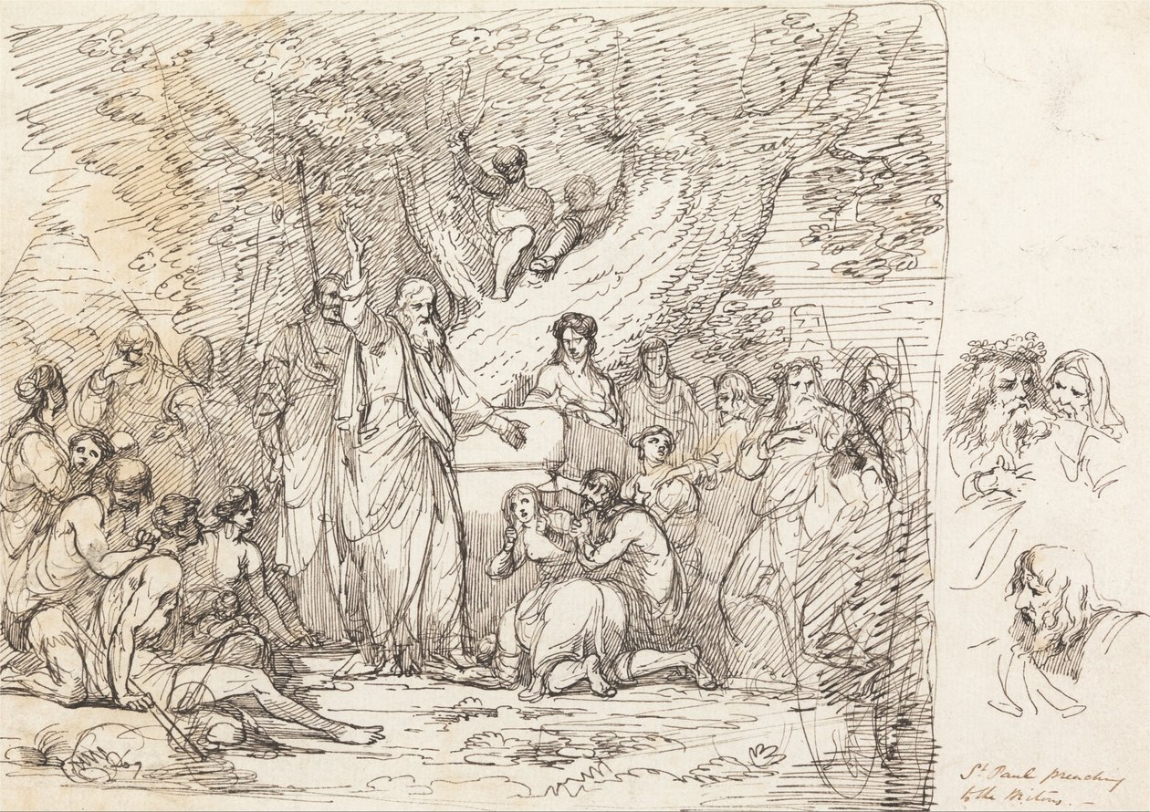 Der heilige Paulus predigt den Briten von John Hamilton Mortimer