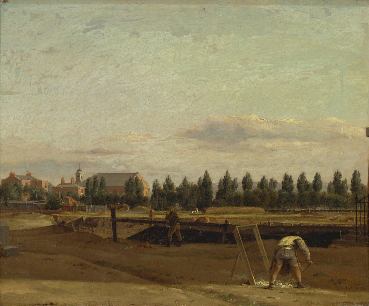 Ausgrabung des Regents Canal, mit Blick auf die Marylebone Chapel von John Seguier