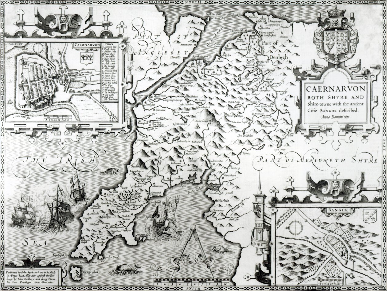 Karte von Caernarvon, 1616 von John Speed