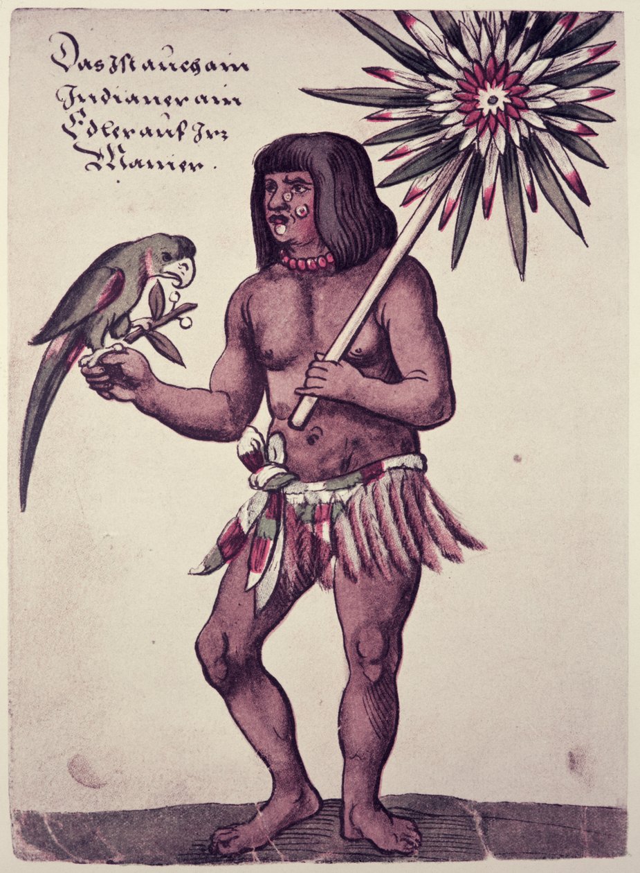 Amazonas-Indianer, graviert von Theodor de Bry (1528-98) von John White